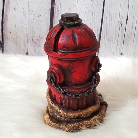 Fire Hydrant Red Coin Resin Money Bank Fire Hose Vintage Childs Fireman - Picture 12 of 12
